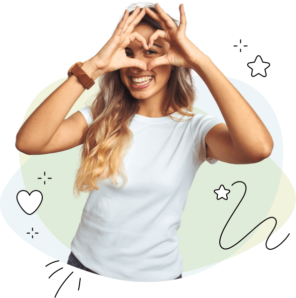 Woman with hearts hands