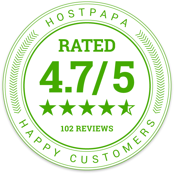 HostPapa - Rated 4.7 out of 5 Stars - 102 reviews